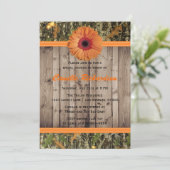 Holzdusche und Orangendusche Daisy Bridal Einladun Einladung (Stehend Vorderseite)