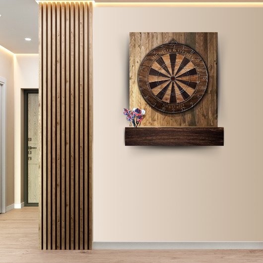 Holzeffekt Dartboard nachdenklich Keepake Geschenk Dartscheibe