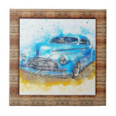 Holzeffekt Gerahmter Abstrakter Kunstwagen Fliese (Vorderseite)