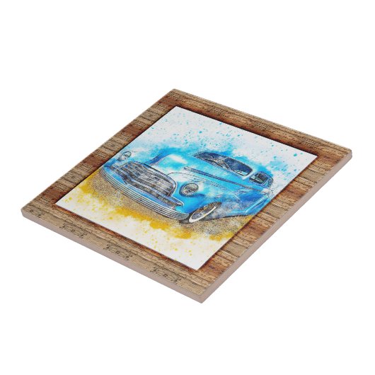 Holzeffekt Gerahmter Abstrakter Kunstwagen Fliese (Seite)