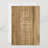 Holzeffekt geschnitzte Hochzeitseinladung