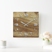 Holzeffekt Großquadrat Wandklemme Quadratische Wanduhr (Zuhause)