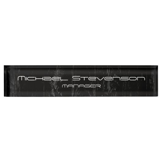 Holzeffekt Schwarzer Beruflicher Schreibtisch Namensplakette (Vorderseite)