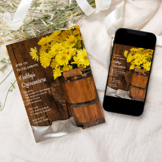 Holzeimer und Gelbkäse Quinceañera-Party Einladung