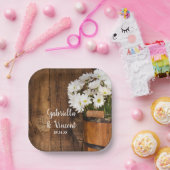 Holzeimer, weiße Milchmahlzeiten Pappteller (Party)