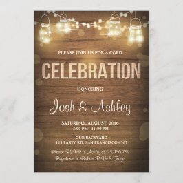 Holzeinladung GRILLEN Rustikale Lichter Einladung