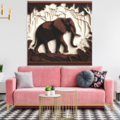 HolzElefantenkunst Leinwanddruck (Insitu (Wohnzimmer))