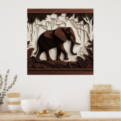 HolzElefantenkunst Poster (Küche)