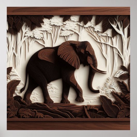 HolzElefantenkunst Poster (Vorne)