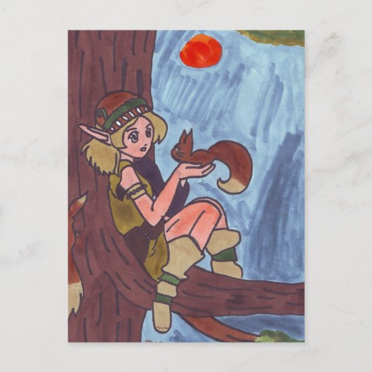 Holzelf mit Eichhörnchen Postkarte (Vorderseite)