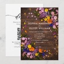 Holzene rustikale Wildblumen-Hochzeitseinladung bu