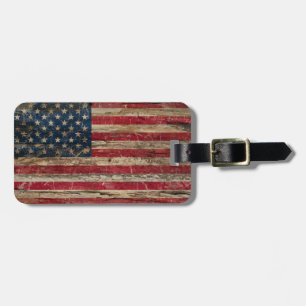 Holzene Vintage-amerikanische Flagge Gepäckanhänger