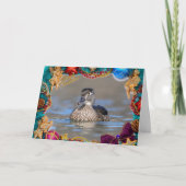 Holzente auf einer Weihnachtskarte Karte (Vorderseite)