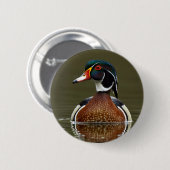 Holzente auf Wasser Button (Vorne & Hinten)