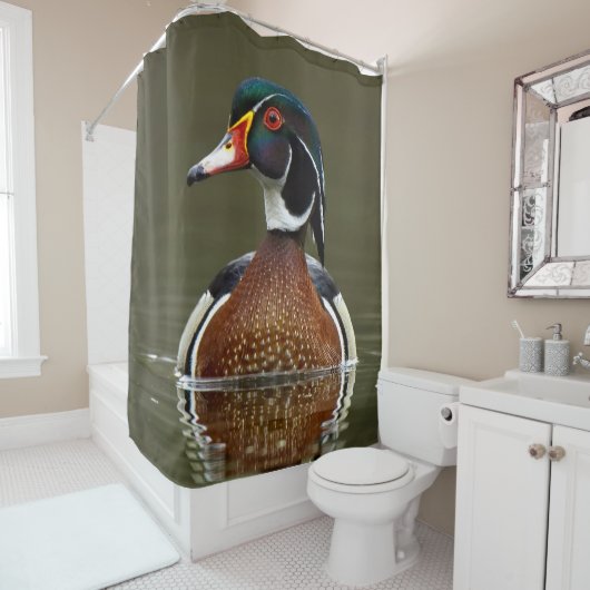 Holzente auf Wasser Duschvorhang (Beispiel)