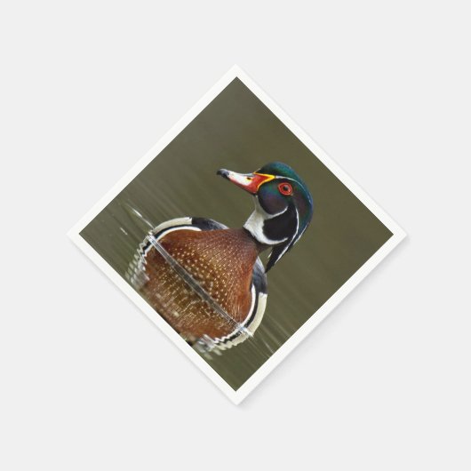 Holzente auf Wasser Serviette (Ecke)