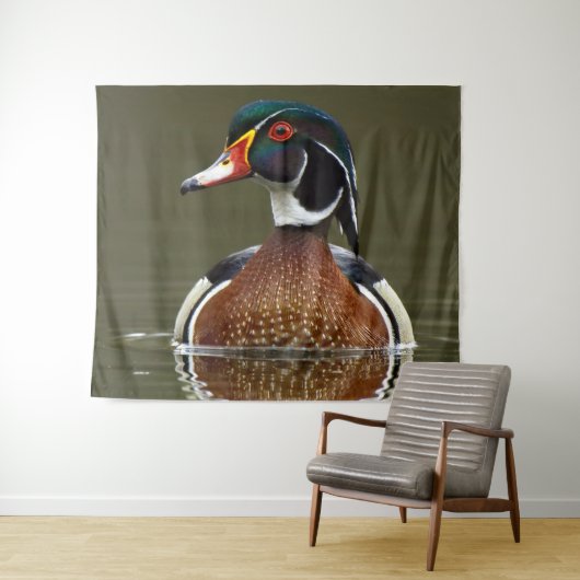 Holzente auf Wasser Wandteppich (Beispiel (Horizontal))