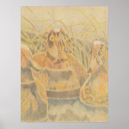 Holzente Decoys auf Teich Poster