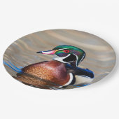 Holzente in einem Teich Pappteller (Schrägansicht)