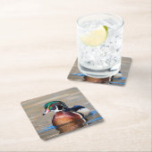 Holzente in einem Teich Rechteckiger Pappuntersetzer (Vor Ort)