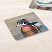 Holzente in einem Teich Rechteckiger Pappuntersetzer (angewinkelt)