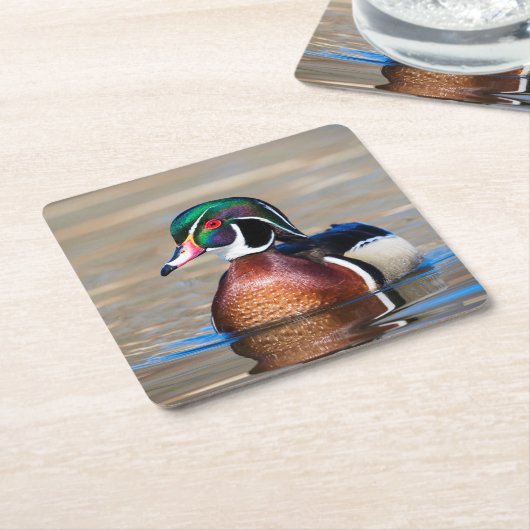 Holzente in einem Teich Rechteckiger Pappuntersetzer (angewinkelt)