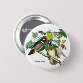 Holzente von John James Audubon, Birdwatcher Bird Button (Vorne & Hinten)