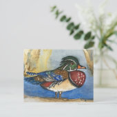 Holzente Wasserfarben-Vogelmalerei Postkarte (Stehend Vorderseite)