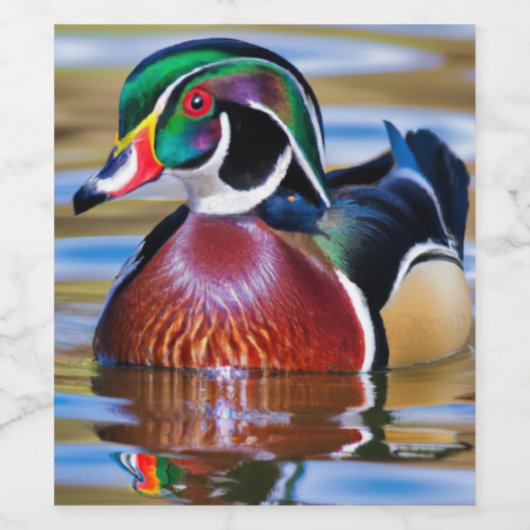 Holzente Weinflasche, Entenjagd Weinetikett (Einzelnes Label)