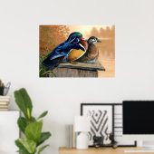 Holzenten auf der Nistkasten-Malerei 2 - Poster (Heimbüro)