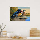 Holzenten auf Nistkastenmalerei - Poster (Küche)