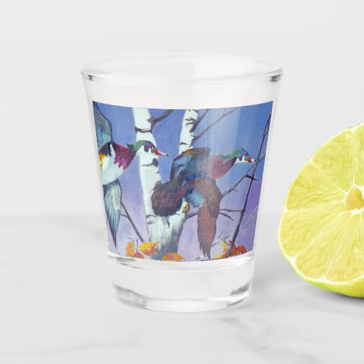 Holzenten fliegen schnapsglas (Vorderseite)