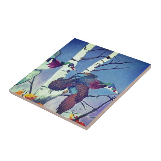 Holzenten im Flug Fliese (Seite)