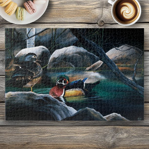 Holzenten Paar Teich Natur Wildtiere Bunt Puzzle