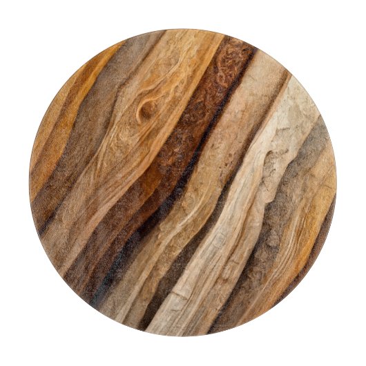 Hölzer-Effekt Rundglas-Schneidplatte Schneidebrett (Vorderseite)