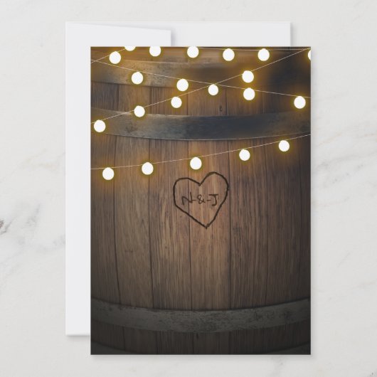 Hölzerhähnchen Herz & Licht Rustikale Hochzeit Einladung (Rückseite)