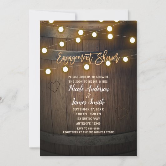 Holzerhardrel Herz Verlobung Dusche Einladung (Vorderseite)