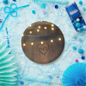 Hölzerhornholz Herzbeleuchtung Rustikale Hochzeit Pappteller (Party)