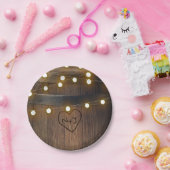 Hölzerhornholz Herzbeleuchtung Rustikale Hochzeit Pappteller (Party)