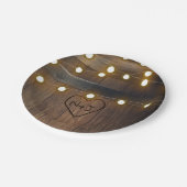 Hölzerhornholz Herzbeleuchtung Rustikale Hochzeit Pappteller (Schrägansicht)