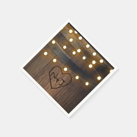 Hölzerhornholz Herzbeleuchtung Rustikale Hochzeit Serviette (Ecke)