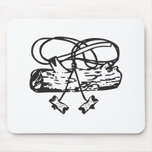 Hölzerne Abzeichen Axt-n-Klotz Mausunterlage Mousepad (Vorne)