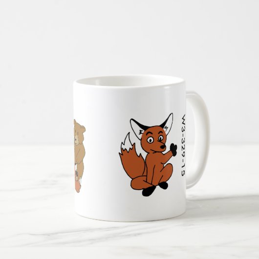 Hölzerne Abzeichenfox-Tasse Kaffeetasse (VorderseiteRechts)