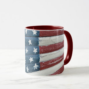 Hölzerne amerikanische Flagge Tasse