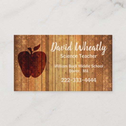 Hölzerne Apple-Lehrer-Visitenkarte Visitenkarte (Vorderseite)