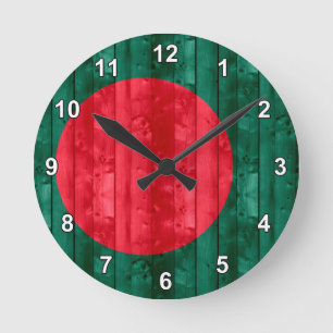 Hölzerne bangladeschische Flagge Runde Wanduhr