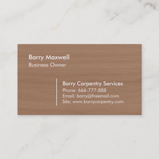 Hölzerne Beschaffenheits-Korn-Hintergrund-Zimmerei Visitenkarte (Vorderseite)