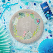 Hölzerne Brautparty-Dekor-Kaktussucculent-Wüste Pappteller (Party)