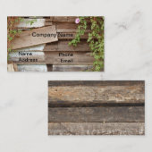 Hölzerne Bretterbude-Wand mit grüner Visitenkarte (Vorne/Hinten)