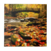 Hölzerne Brücke und Nebenfluss im Fall Fliese (Vorderseite)